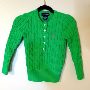 4t Green Ralph Lauren Cable Knit Sweater!